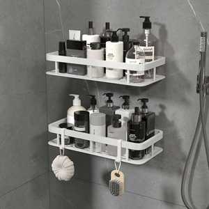 Bathroom <b>Wall</b> Mounted <b>Racks</b> Adhesive <b>Storage</b> Holder Plastic PP Single Tiers Bathroom Shelf Shower Caddy <b>Storage</b> Shelf - Product Image 3