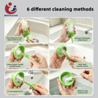 Lot de 2 brosses à biberons pour bébés, en éponge et plastique PP, outils rotatifs de nettoyage des tétines, vente en gros, personnalisation OEM