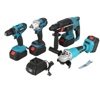 Ensemble d'outils électriques sans fil 4 en 1 MKT Brushlees, 2 batteries, 1 chargeur, perceuse, clé à chocs, kit combiné électrique, plusieurs styles, étui rigide