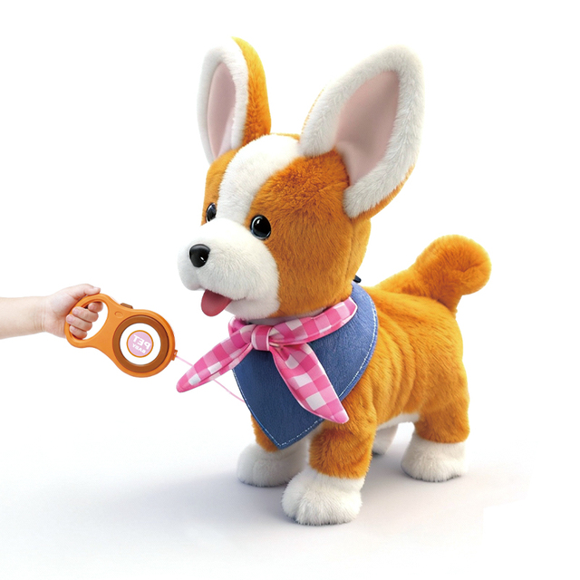 Kids B/O Pull Along Walking Record Electronic Plush Dancing Dog Toys with Sound