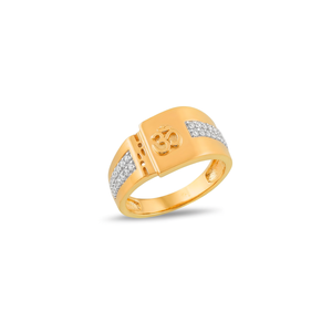 Bague Om en or 18 carats pour homme, sertie de diamants, bijoux de cocktail, mariage, religieux, hindouisme - Product Image 2