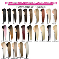 Queue de cheval synthétique ondulée bouclée de haute qualité Julianna Wholesale, extension de cheveux à cordon en fibre Futura