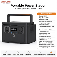 Paket Li-NMC Darurat Luar Ruangan dengan Output AC/DC/USB/Type-C, 1008Wh, 1200W, Stasiun Tenaga Surya Rumah Tangga Grosir