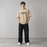 T-shirt streetwear pour homme 100% coton, surpiqûres contrastées, couture inversée personnalisée