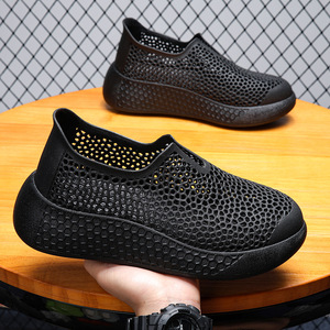 Zapatos casuales ligeros para hombre, talla grande, con cordones, parte superior de cuero genuino, diseño estampado, antiolor y cómodos. - Product Image 2