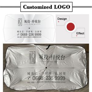 Custom Logo Printed Portable Folding Retractable Windshield for Car Front <b>Window</b> Sunshade Umbrella - Product Image 2