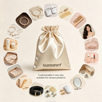 Sac anti-poussière en satin avec logo personnalisé, sac de rangement en satin avec cordon de serrage, pochette anti-poussière personnalisée pour bijoux, perruques, chaussures, cosmétiques
