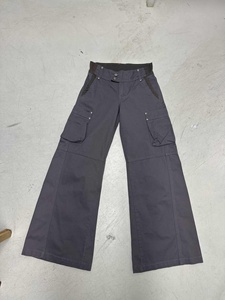 Jean cargo ample et respirant pour femme avec panneau à la taille – Gris délavé, coupe décontractée, pantalon en denim streetwear uni - Product Image 2