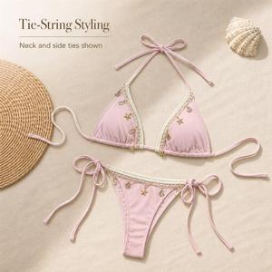 Bikini de Tanga Personalizado para Mujer, con Parte Inferior Acanalada, para Playa, Piscina, Vacaciones de Verano - Product Image 5