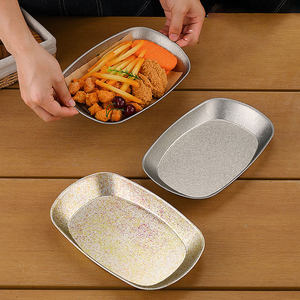 Assiettes vertes et violettes, vaisselle écologique en acier inoxydable, soucoupe, plateau alimentaire de camping, vaisselle durable, empilable, pour servir - Product Image 4