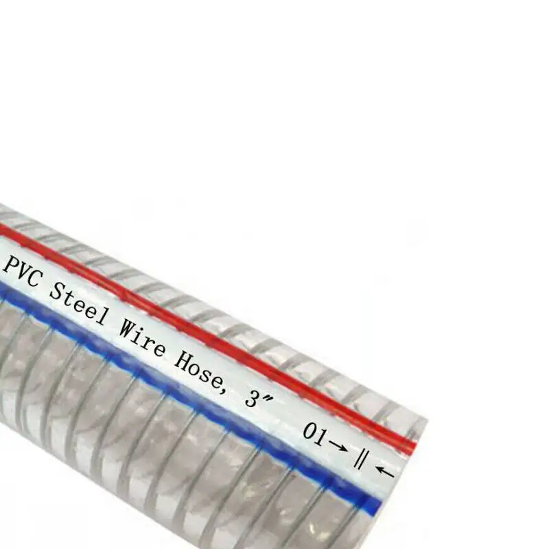 Manguera de alambre de acero transparente en espiral de PVC, Tubo Transparente de fibra Flexible, manguera industrial de alta presión reforzada