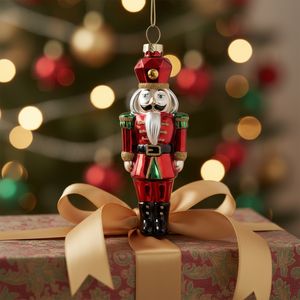 Adorno Navideño de Cristal 3D Hecho <span class=keywords><strong>a</strong></span> Mano con Diseño de Cascanueces, Soldado Rojo y Verde, Santa Claus, Muñeco de Nieve, Decoración Colgante en Forma de Campana - Product Image 1