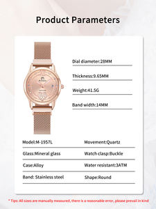 Reloj Miboni M-1957L Vintage, Resistente al Agua, con Movimiento de Cuarzo, Elegante, Casual y de Lujo para Mujer, Chica, Reloj de Pulsera, Orologio - Product Image 3