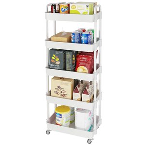 Slim Rolling Adjustable Folding Utility <b>Cart</b> with Wheels Space Saving Carbon Steel Organizer Rack for Kitchen - Product Image 2
