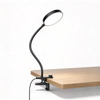 Lampe de bureau LED à pince alimentée par courant alternatif Max10W, avec col de cygne flexible, lumière de lecture annulaire, intensité réglable