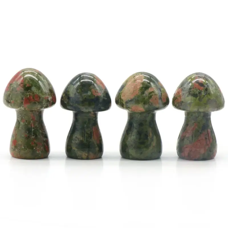 Mini pha lê nấm figurine đá quý điêu khắc tay khắc nấm đánh bóng pha lê thủ công ngón tay cái đá