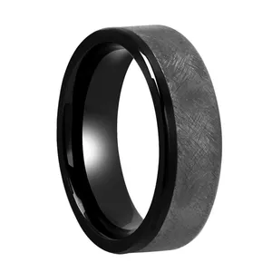 6mm Fashion Jewelry Pure Tantalum Ring Mixed Brushed Finish Dark Grey Color Tantalum Ring Mens Wedding Bands