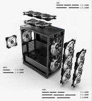 Boîtier de jeu tour complète puissant pour ordinateur de bureau avec panneau en verre trempé et grille métallique, logo personnalisé, vente chaude, PC Gamer ATX EATX