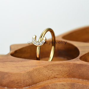 Gentdes gioielli delicati diamanti promessa gioielli da sposa Custom 18K oro anello di fidanzamento con diamante luna - Product Image 6