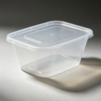 Contenants rectangulaires jetables en plastique PP transparent écologiques avec couvercles pour salades, sushis, pizzas, hamburgers, repas rapides, déjeuners personnalisés