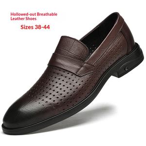 Chaussures d'été pour hommes en cuir véritable ajouré, respirantes et confortables, idéales pour le bureau et les affaires - Product Image 2