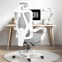 Chaise de bureau ergonomique moderne en tissu avec support lombaire, confortable pour une utilisation prolongée à domicile, accoudoirs réglables