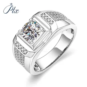 Holycome VVS DEF 1ct bague homme moissanite en argent sterling 925 coupe ronde