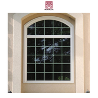 WANJIA, diseño de rejilla personalizado, ventanas en forma de arco de vidrio, ventana UPVC, ventana fija de vinilo