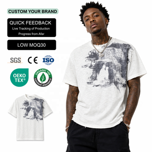 Camiseta Gráfica Oversize de Corte Holgado con Lavado Ácido, Estampado DTG, Estilo Urbano, Fabricante de Camisetas de Peso Pesado con Logotipo Personalizado para Hombre - Product Image 1