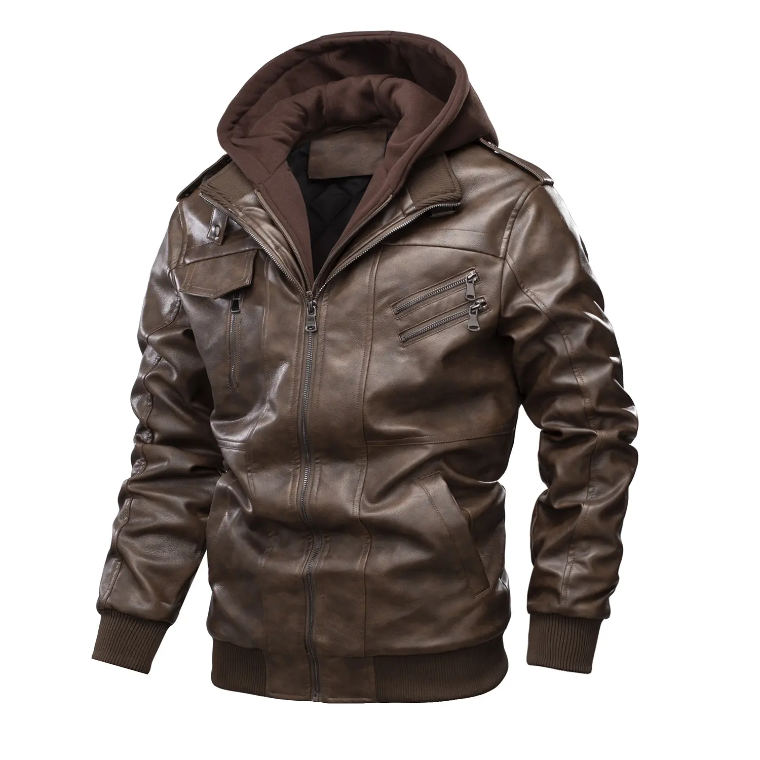 Winter Men Coat High Quality Custom Outdoor Mens Pilot Jacket Warm Thicken Outerwear Plus Size PU Leather Jacket