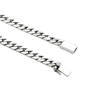 Collier en argent de style européen américain avec ancienne chaîne cubaine Accessoires simples à boucle de grande valeur pour hommes femmes Accessoire rouge en filet - Product Image 3