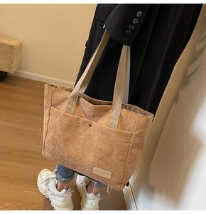 Sacs d'école en velours côtelé 2024, sacs à <span class=keywords><strong>main</strong></span> pour femmes, grands sacs à <span class=keywords><strong>main</strong></span> de haute qualité, sacs fourre-tout tendance pour femmes, sacs à bandoulière pour femmes - Product Image 1
