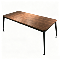 Table à manger en mélamine de style moderne du milieu du siècle avec pieds en métal, design industriel rétro, forme rectangulaire, meubles pour la maison, 6 places