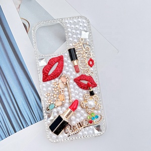 Ngọc Trai Và Rhinestone Trang Trí Trường Hợp Điện Thoại Cho Iphone 17 Pro Max 13 14 15 16 Cộng Với Tuyên Bố Đôi Môi Đỏ Thời Trang Trường Hợp Điện Thoại - Product Image 5
