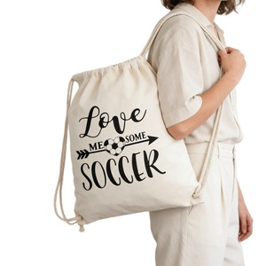 Nouveau sac à dos en toile de coton recyclé personnalisé avec cordon de serrage, sac à dos de sport, sac à cordon, sac à dos scolaire - Product Image 1