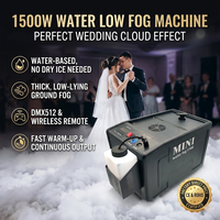 DELIFX Máquina de Niebla Baja Mini de 1500W a Base de Agua, Control Remoto DMX512, Cobertura de Suelo de Plástico de 30m, Sin Hielo Seco, Para Escenarios de Boda