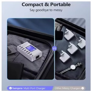 สถานีชาร์จ USB 8 พอร์ต 60W 12A ฮับชาร์จ USB <span class=keywords><strong>C</strong></span> หลายพอร์ต พร้อมจอ LCD สำหรับ IPHONE สำหรับ Samsung สำหรับแท็บเล็ต - Product Image 4