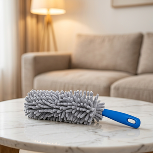 Plumeau de nettoyage en chenille grise, brosse à poussière en microfibre, nettoyeur à fibres douces pour voiture, maison, bureau - Product Image 6