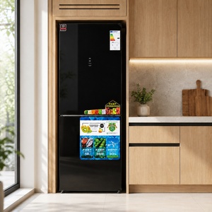 Réfrigérateur à <span class=keywords><strong>deux</strong></span> portes en verre noir 325L, congélateur inférieur sans givre, 220-240V 50Hz, économie d'énergie de 30%, pour maison, appartement, hôtel - Product Image 4