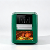 Four à Air Chaud Électrique 12L Vert avec Intérieur en Acier Inoxydable pour la Cuisson et la Rôtissure Familiale