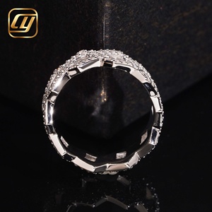 Anillo de Eslabones Cubanos de Plata con Baño de Rodio, con Diamantes Cultivados en Laboratorio Certificados IGI, Estilo Hip Hop, para Hombre, Joyería de Fiesta - Product Image 2