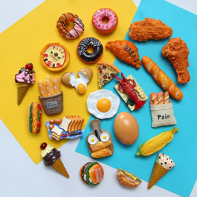 Креативная имитация еды, 3D магниты на холодильник, сладкий конус, жареная курица, нога, гамбургер, магнитное украшение, магнитная паста на холодильник