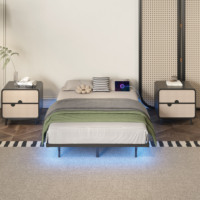 Neues Design Tragbarer Klappbarer Platzsparender Intelligenter Möbelstück Vollgröße LED-Beleuchtung Metallbettrahmen für Apartment Zuhause Schlafzimmer