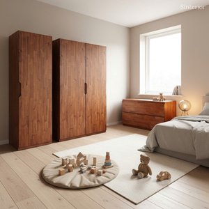 Armario Modular Individual SINTERIOR de Madera Maciza de Acacia, Organizador de Ropa Independiente, Armario Alto de Madera para Dormitorio - Product Image 6