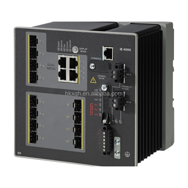 IE 4000 Series Gigabit Sfp Industrial Ethernet Switch IE-4000-8GS4G-E with 8 GE SFP and 4 GE Combo Uplink Ports