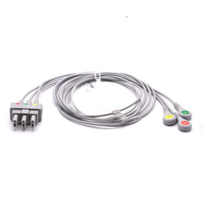 สายเคเบิล <span class=keywords><strong>ECG</strong></span> และสายไฟนำสำหรับ datex Ohmeda <span class=keywords><strong>ECG</strong></span> 3 Leads วัสดุ TPU แบบสแน็ปมาตรฐาน IEC - Product Image 5