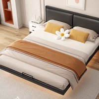 Cadre de lit en métal noir moderne et élégant, gain de place, avec supports suspendus pour chambre à coucher, appartement, salon, école et hôtel