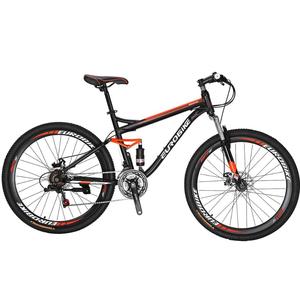Mountain Bike a sospensione completa <span class=keywords><strong>bicicletta</strong></span> a 21 velocità 27.5 pollici Mens MTB freni a disco arancione - Product Image 2