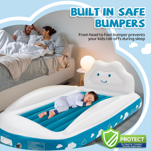 Cloud Shaped <b>Inflatable</b> <b>Toddler</b> Travel <b>Bed</b> with Safety Bumpers for Kids Home Camping Hotel - Product Image 4
