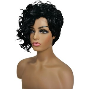 Perruque Courte Bouclée <span class=keywords><strong>Femme</strong></span> en Fibre Haute Température Effet Naturel, Rouge Vin, Vente Chaude pour le Commerce International, Livraison Directe - Product Image 5
